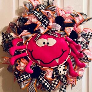 Pink Monster Halloween Wreath